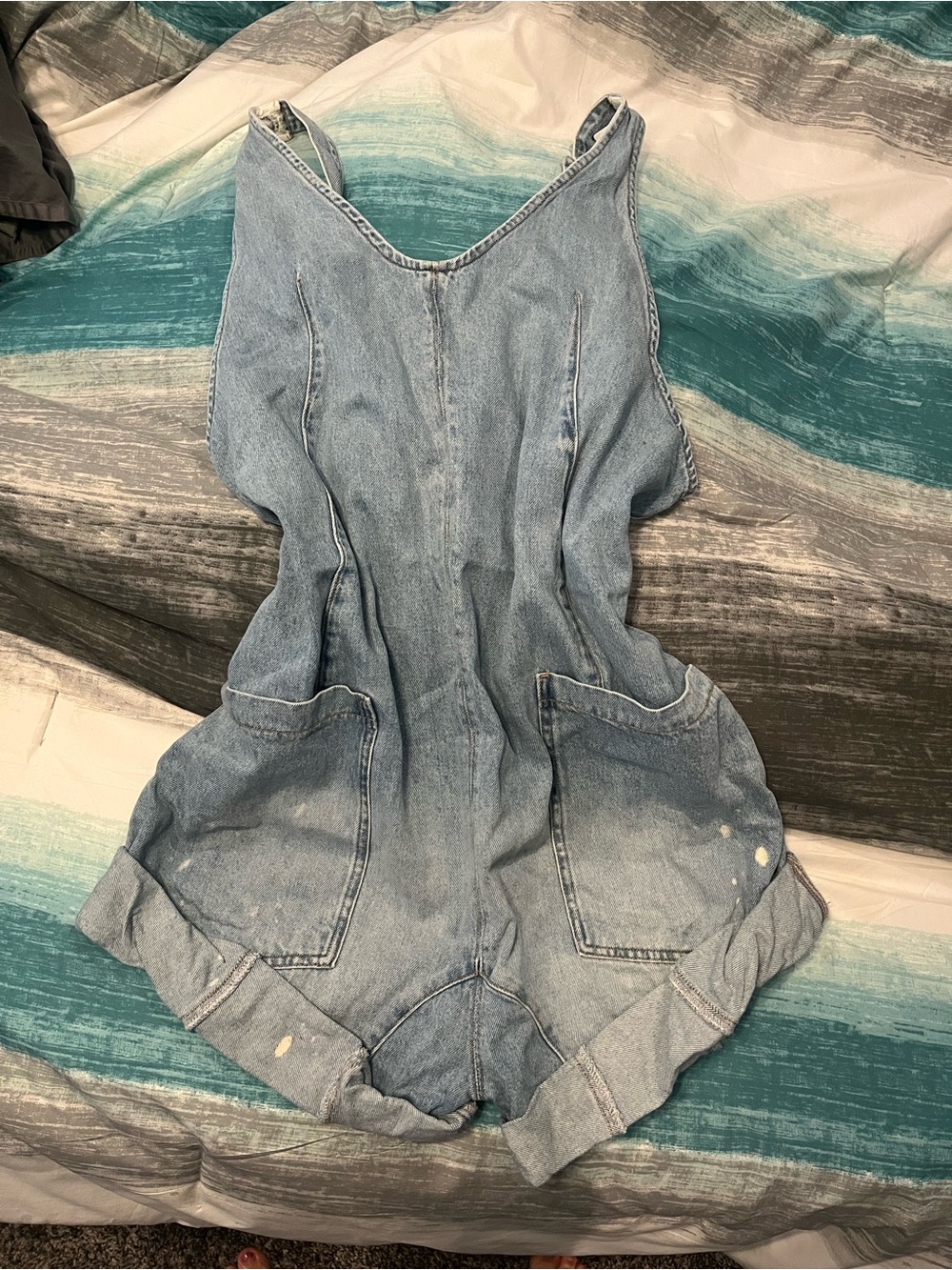 We The Free Distressed Wash High Roller Overall Shortalls